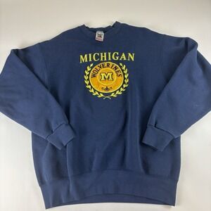 Vintage Fruit of the Loom University of Michigan Sweatshirt Men XL Blue Crewneck